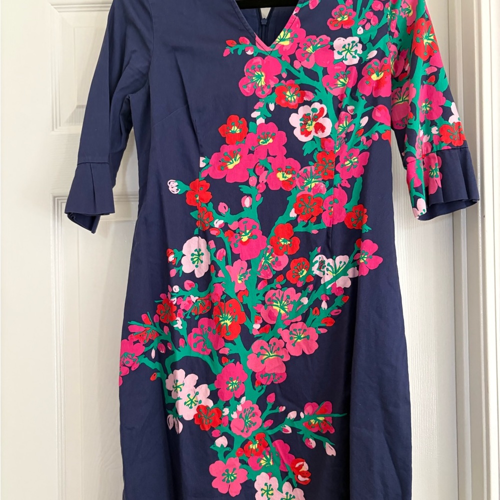 Lilly Pulitzer Navy Dress with Pink Floral Design